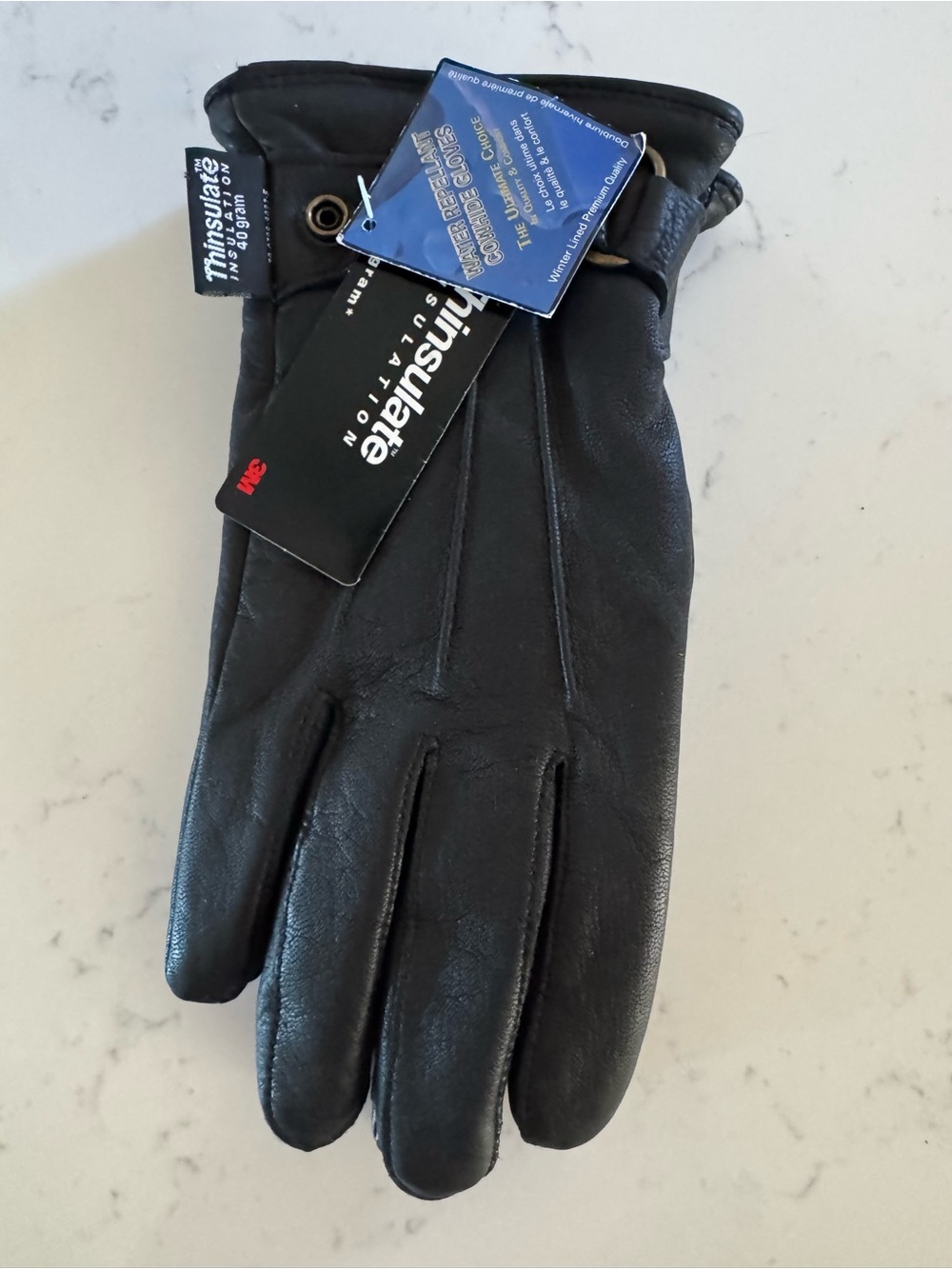 3M 40 gram Thinsulate Water Repellent Black Cowhide Gloves